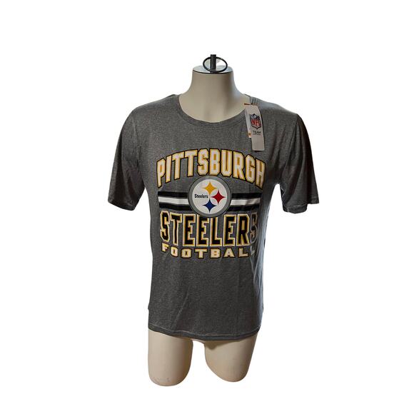 NWT NFL Official Pittsburg Steelers Football SS Gray T-Shirt Size 18/20 Youth - Picture 1 of 4